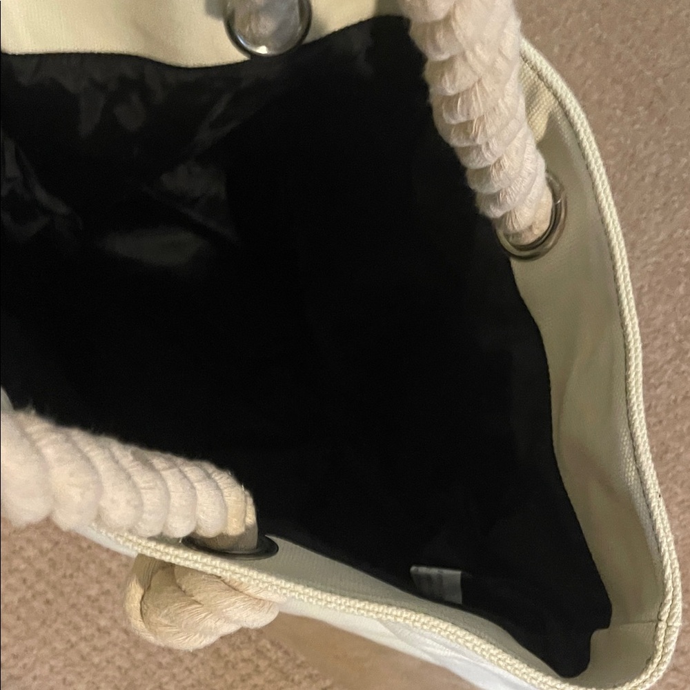 Pure Pineapple Rope Handle Cream Tan Tote Beach Bag Canvas Magnetic - Picture 8 of 9